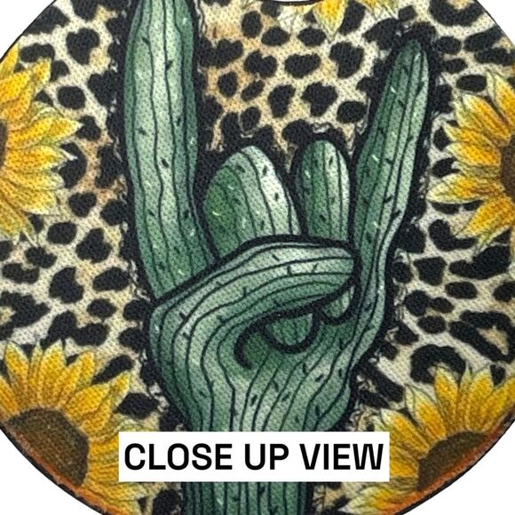 Cactus Sunflower Car Coaster Set | Car Accessories - Picture 4 of 9